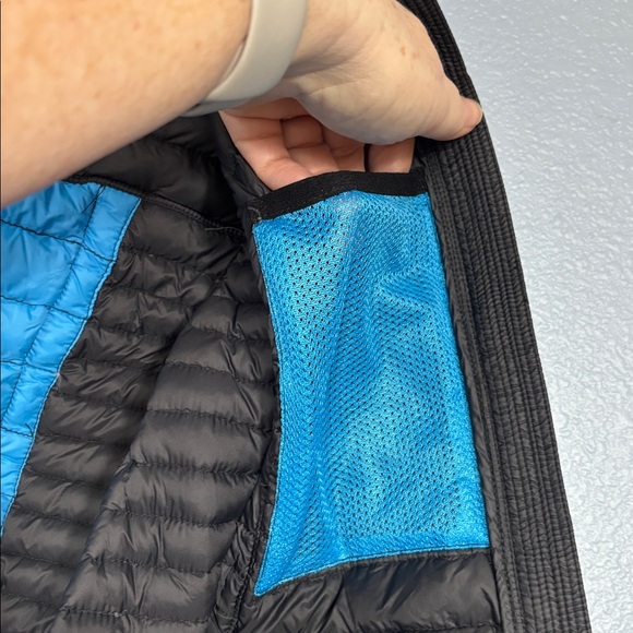 KUHL Born In The Mountains Silver Oak black hooded down vest. Pockets. Size sm - Picture 9 of 16